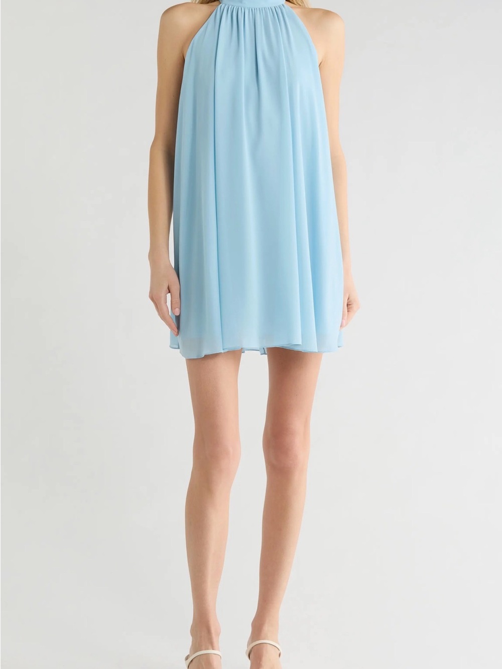 Alice + Olivia Corine Halter Minidress Light Blue